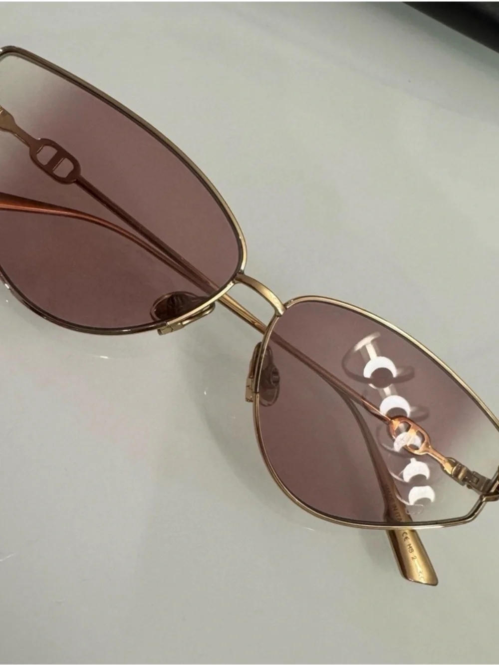 Dior Gold Frame Sunglasses with Rose-Tinted Gradient Lenses
